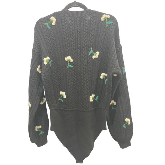 Naya Rea Wool Cable Knit Black Sweater Onesie Sz M - Picture 8 of 8